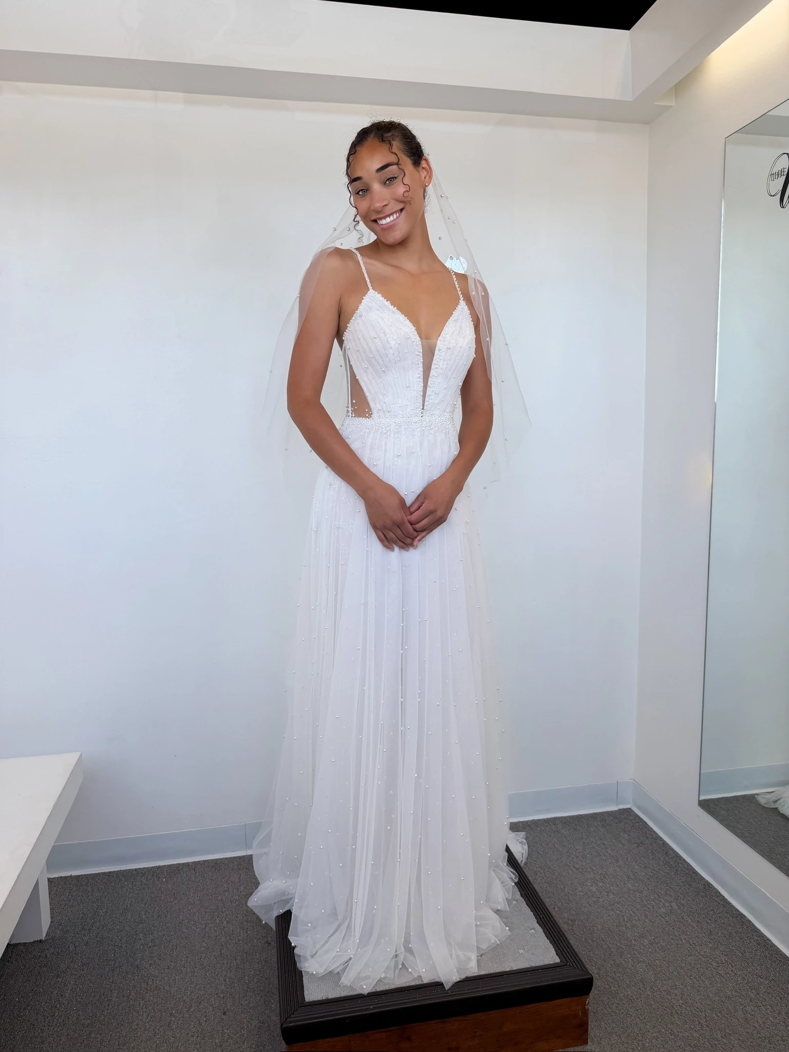 Model wearing wedding dress