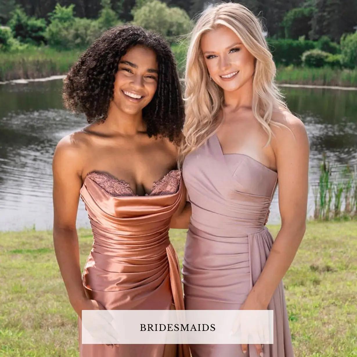Models wearing bridesmaids dress