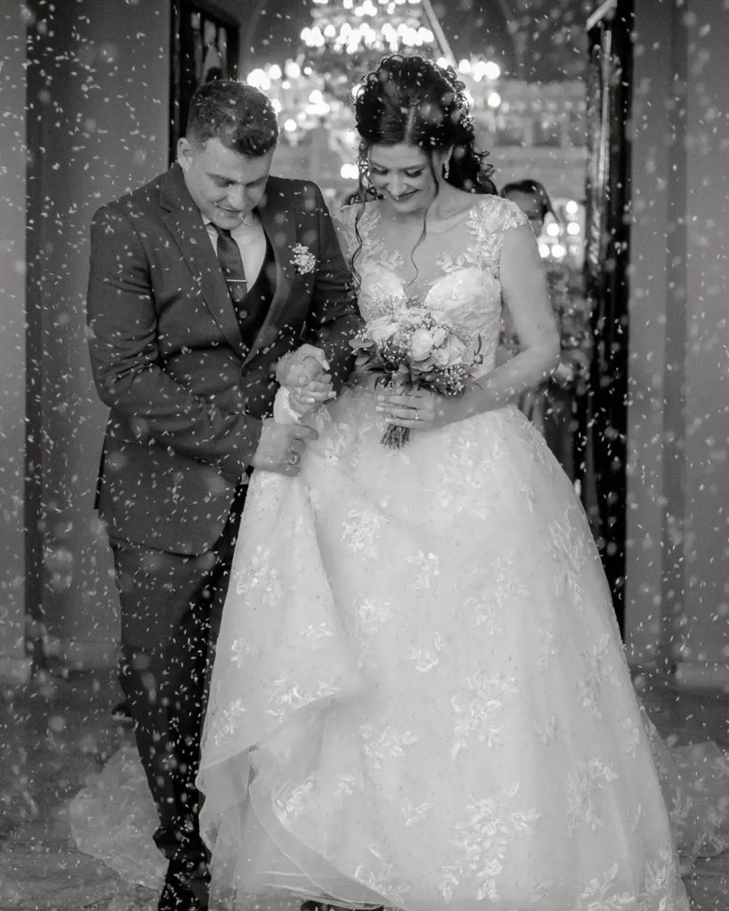 real bride in demetrios wedding dress