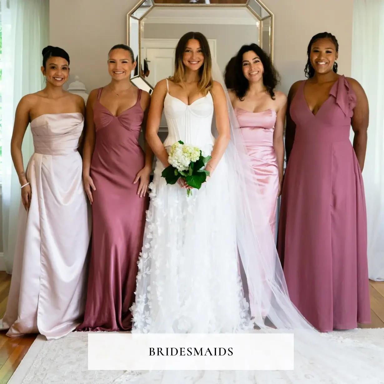 Models wearing bridesmaids dress